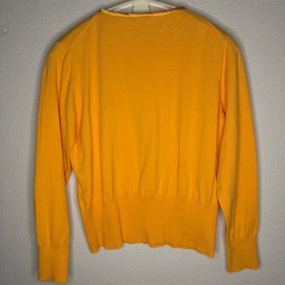 Liz Golf Cardigan Snap Front Cantaloupe Satin Trim Tight Knit Women’s Size Large - Picture 3 of 12